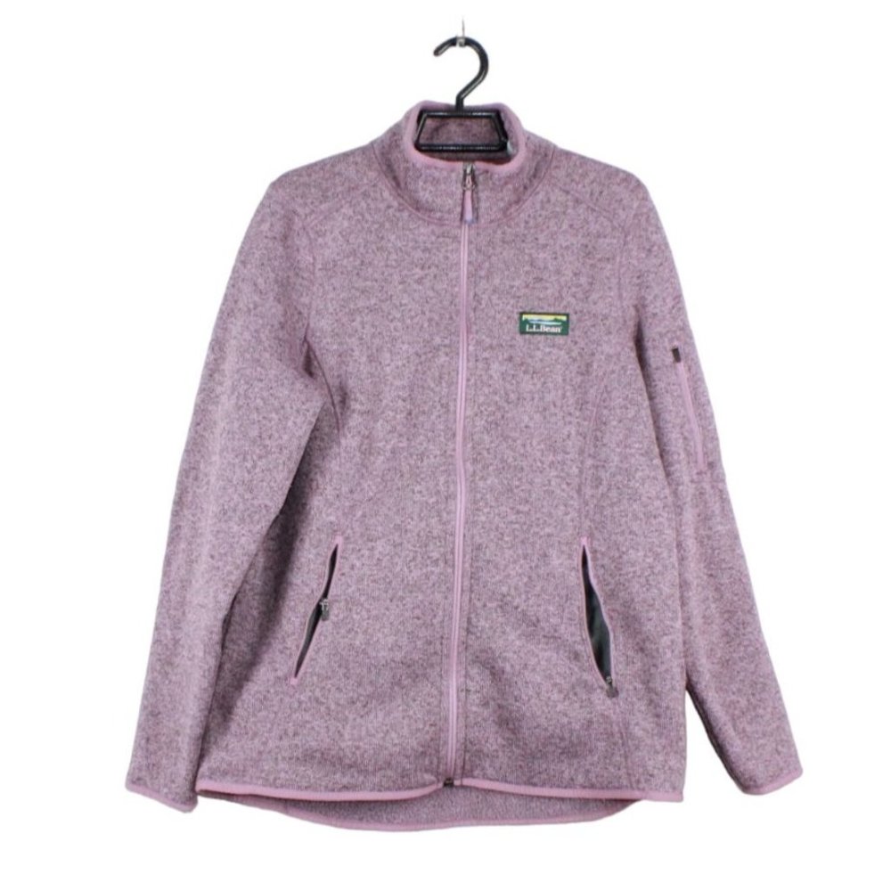 LL Bean Iris Mauve Sweater Fleece Full-Zip Smooth Rugged Jacket Size M